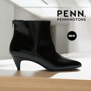NWT, Penningtons, Pointed Toe Ankle Boot, Very Wide Foot, 9WW, Black